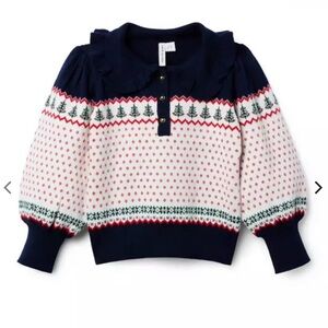 Janie and Jack Knit Sweater with Ruffle Collar